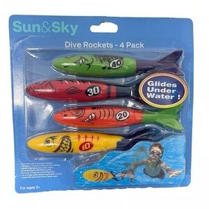 Dive Rockets Glides Under Water Ages 3+ Swimming Toys Sun & Sky 4 Pack